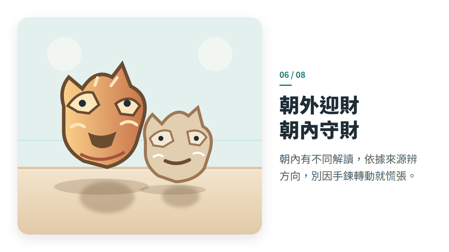 朝外迎財 朝內守財