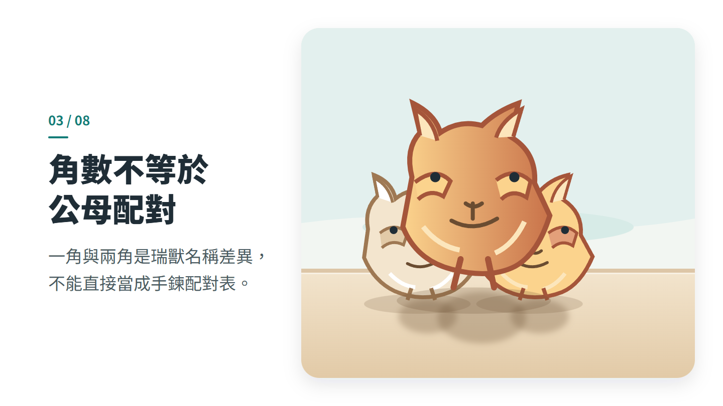 角數不等於 公母配對