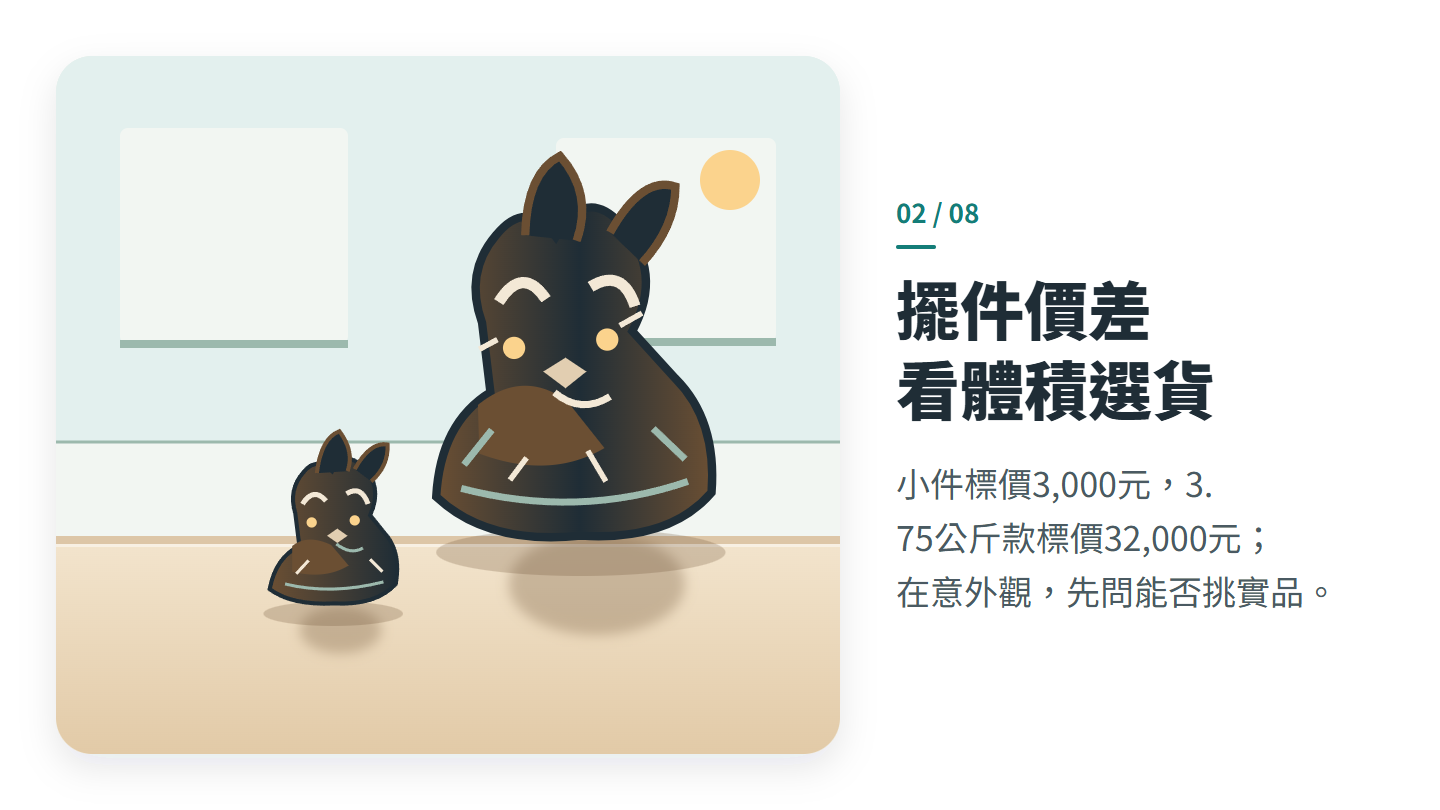 擺件價差 看體積選貨